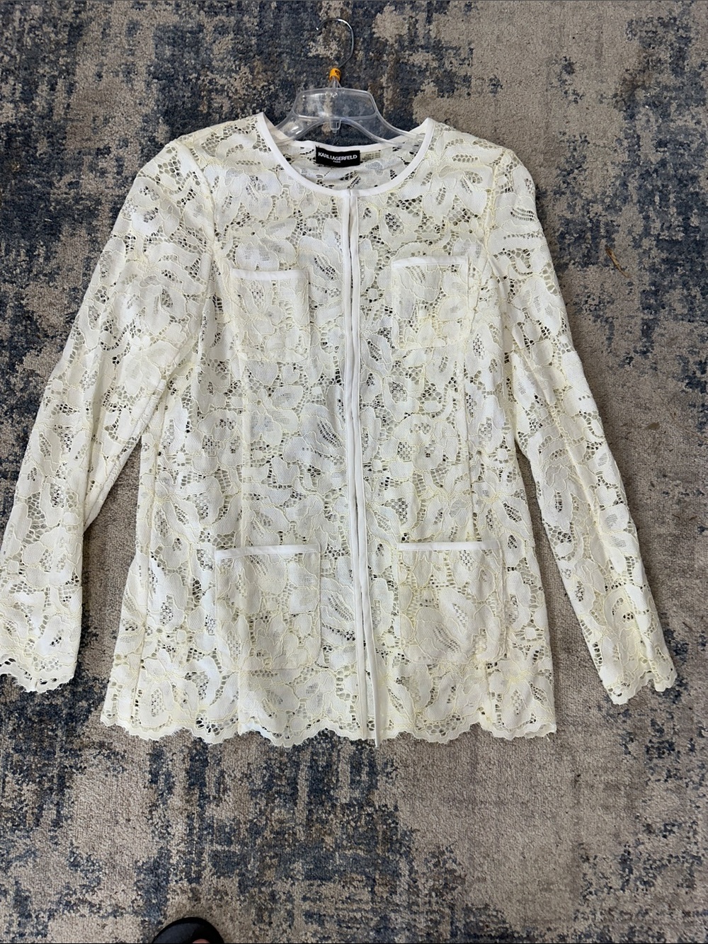 Karl Lagerfeld Ivory Lace Overlay Top